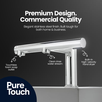 PureTouch Hybrid™ 3-in-1 Sensor Air Tap | Wash, Soap & Dry Touch-Free System